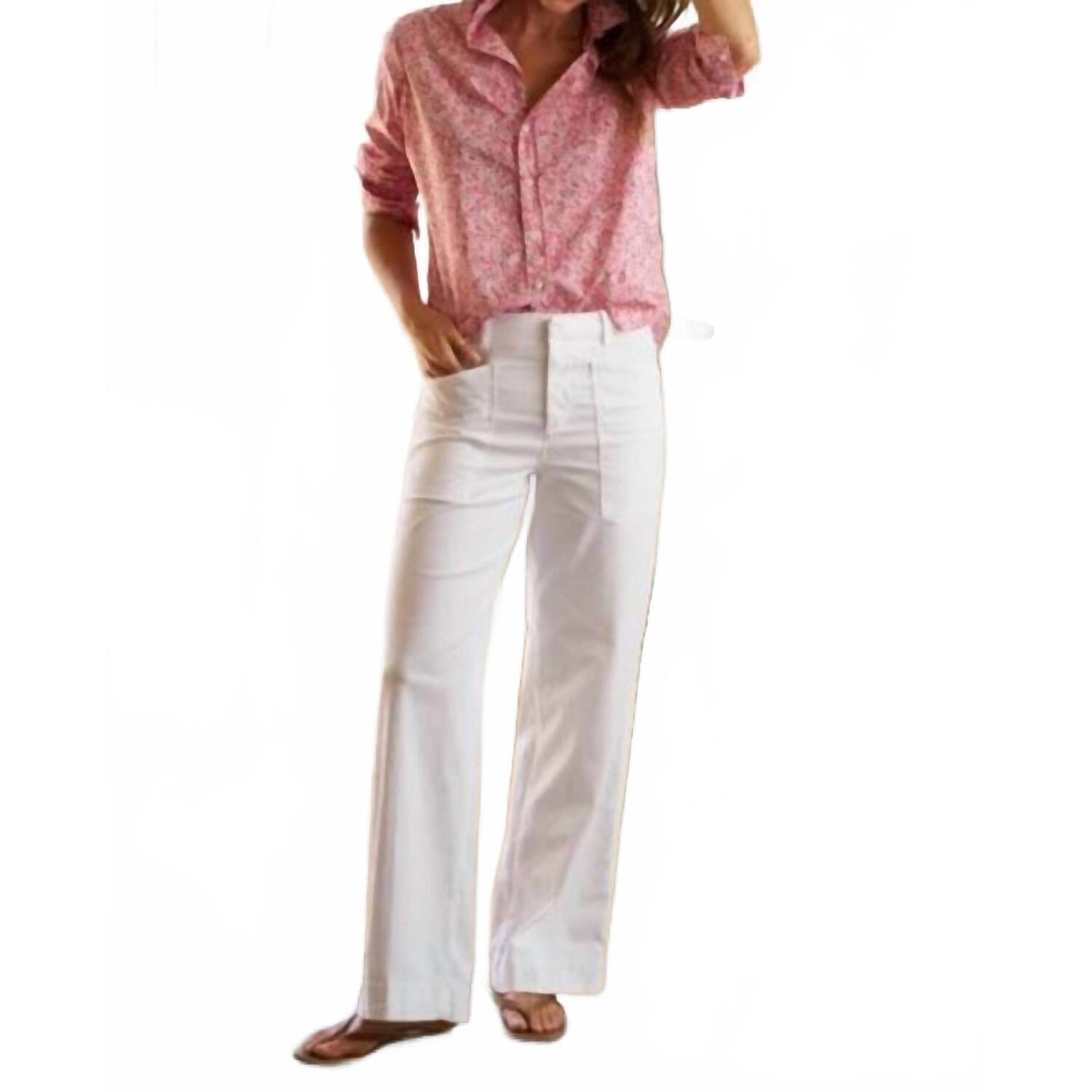 New Frank & Eileen Limerick Wide-Leg Carpenter Pants In White